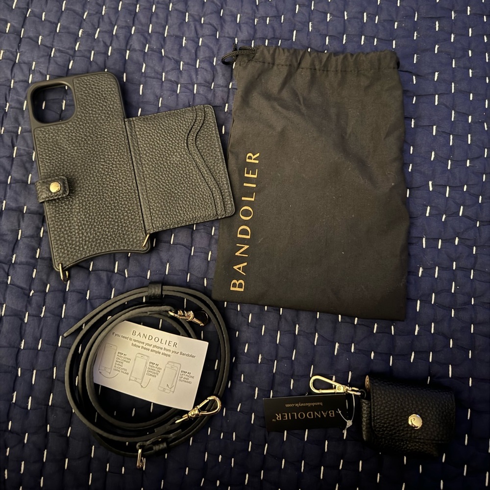 bandolier MILA MagSafe Charging Crossbody phone case and airpod clip on pouch